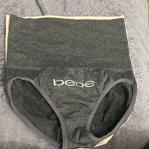 Bebe Gray High-Waisted Briefs with Mesh Detail